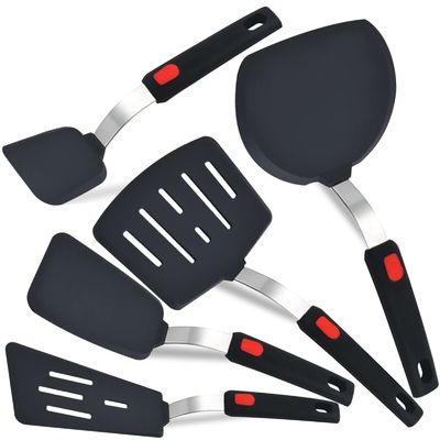 Harga yang bagus 5 Paket Spatula Silikon Bebas BPA Set Turner Untuk Nonstick Cookware Pakaian Dapur Fleksibel Spatula Masak Set Untuk Telur on line
