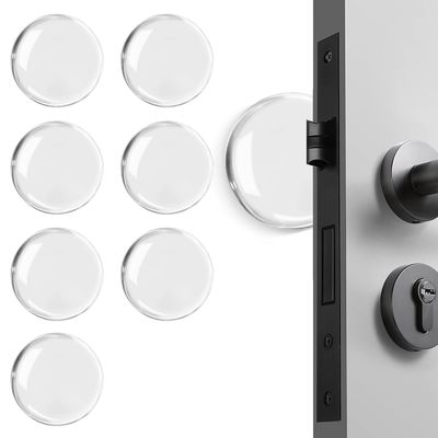 Harga yang bagus Pintu Tembok Genggam Tutup Pintu Kunci Tembok Perisai transparan Bulat Silicone Penjaga Pintu Tutup Tembok Pelindung on line