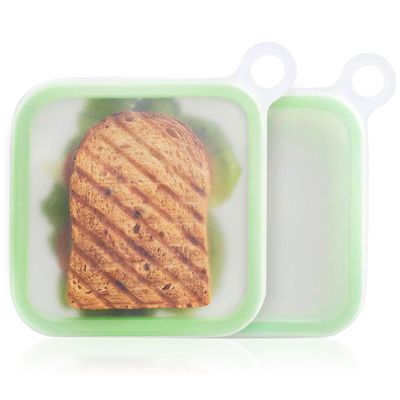 Harga yang bagus Microwave Dan Mesin Cuci Piring Aman Silicone Sandwich Container Untuk Lunch Box Bag penyimpanan silikon yang dapat digunakan kembali Container makan siang on line