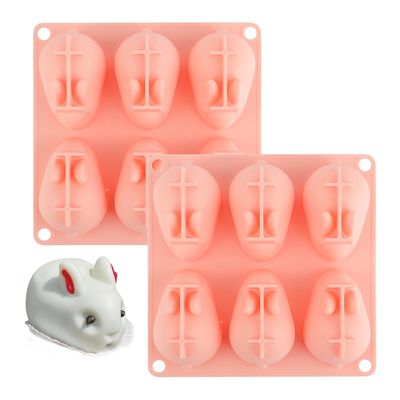 Harga yang bagus 3D Mini Silikon Baking Mold Untuk Mousse Kue Fondant Sabun Es Krim Cokelat Permen Kelinci Cetakan 6 rongga on line
