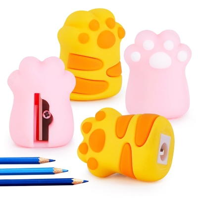 Harga yang bagus Cat Paw Pencil Sharpener Manual Gift Mini Silicone Stationery Untuk Anak-anak Kawaii Perlengkapan Kantor Sekolah on line