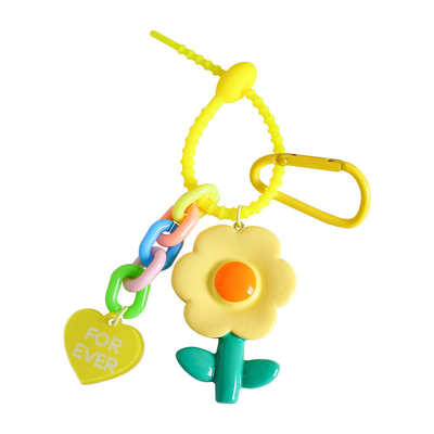 Harga yang bagus Bunga Kartun Silicone Pendant Keychain Charms Pendan Key Ring untuk Tas on line