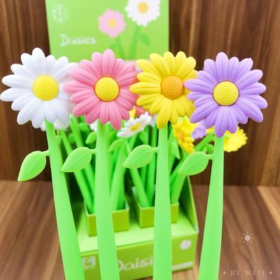 Harga yang bagus Fluent Writing Pen, 12 Pcs 0.5 Mm Black Ink Bentuk Bunga Rolling Ball Cute Gel Ink Pen Untuk Perlengkapan Kantor Siswa Dan Sekolah (Bunga) on line