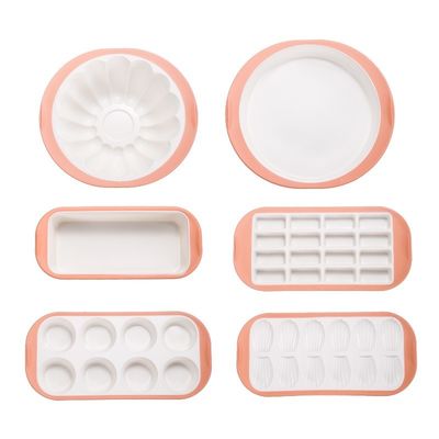 Set Loyang Silikon - 6PCS Set Peralatan Panggang Anti Lengket yang Dapat Ditumpuk Dengan Pegangan & Rangka yang Diperkuat Logam: Loyang Kue Bundar, Loyang Persegi, Loyang Roti, & Cetakan Muffin
