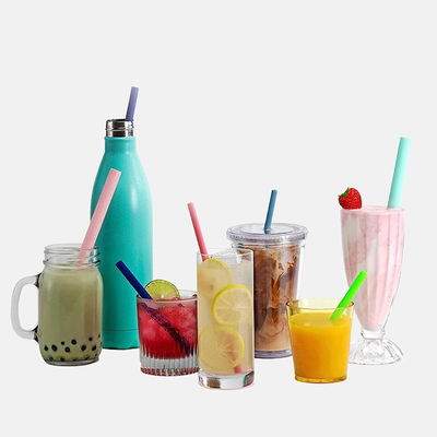 Harga yang bagus Sedotan Smoothie Koktail Silikon yang Dapat Dicuci Multicolor Tidak Berbahaya on line