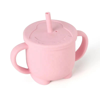 LFGB Produk Dapur Silikon Tidak Berbau Cangkir Bayi Dengan Gagang Anti Bocor