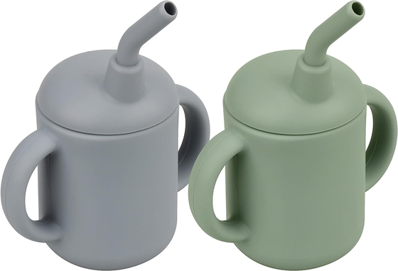 Harga yang bagus Baby Silicone Straw Cup With Handle Ringan Tidak Bisa Pecah on line