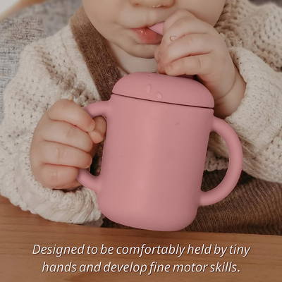 Harga yang bagus Multicolor Tasteless Silicone Straw Sippy Cup, Cangkir Belajar Silikon Microwave on line