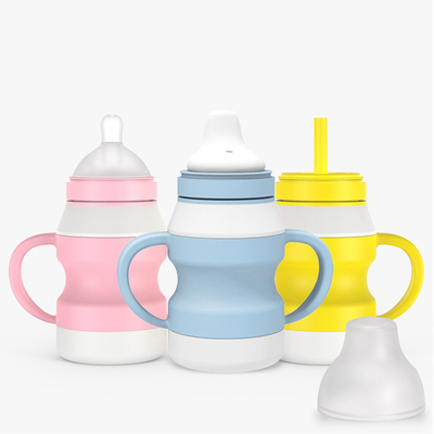 Harga yang bagus Botol Susu Bayi Silikon Tidak Berbau Anti Bocor Bentuk Piramida Transparan on line