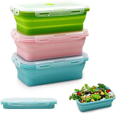 Harga yang bagus Kotak makan siang silikon wadah makanan ringan untuk anak-anak, tahan kebocoran microwaveable kotak makan siang kecil wadah dengan tutup untuk balita on line