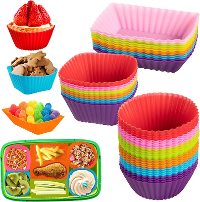 Harga yang bagus Pembagi Kotak Makan Silikon, Pembagi Kotak Bento Berwarna-warni, Liner Cupcake Silikon, Aksesoris Kotak Bento yang Dapat Digunakan Kembali on line