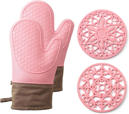 Harga yang bagus Silikon tahan panas Oven Mitts Dan Panci Pemegang Set BBQ Baking Sarung Tangan Silikon Dapur Peralatan Rumah Tangga on line