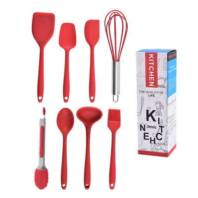 Silikon Mini Pakaian Dapur Set 8 Alat Dapur Kecil Nonstick Pakaian Masak Dengan Lubang Gantung Pakaian Masak