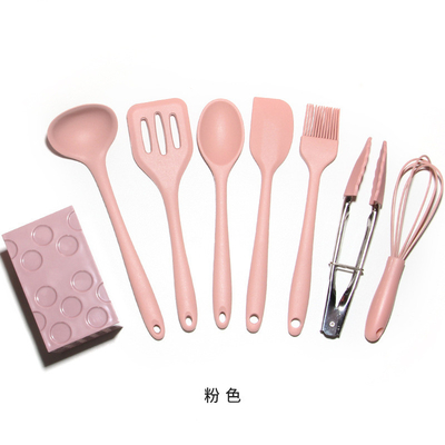 Harga yang bagus 8pcs Mini Kid Silikon Peralatan Masakan Set Cuci Piring Aman Spatula Set dengan Spatula sendok Tong Sikat Whisk Tong on line
