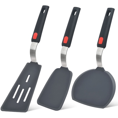 Spatula Silikon Set Turner 3 Spatula Ringan Panas untuk Nonstick Cookware Pakaian Dapur Fleksibel Besar