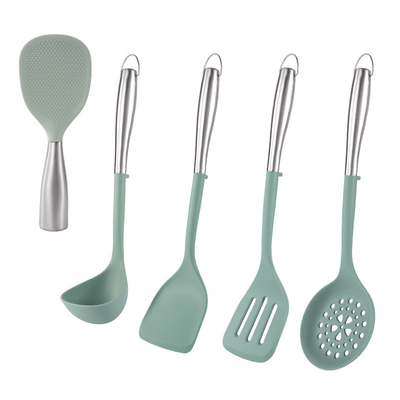 Harga yang bagus 5Pcs Non-stick Pakaian Dapur Pakaian Masak Silikon Set Pakaian Masak Silikon Pakaian Dapur Hadiah dengan Genggam Karat on line
