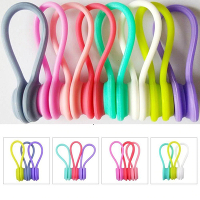 Harga yang bagus Silicone Magnetic Cable Ties Reusable Cable Organizers Earbuds Cord USB Cable Manager Keeper Wrap Ties Strap Bookmark on line