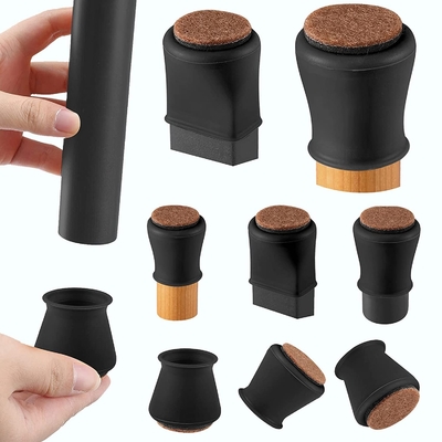 Kursi Silikon Pelindung Kaki Lantai Perabot Pelindung Kaki Dengan Felt Hitam Meja Kaki Pad Brown