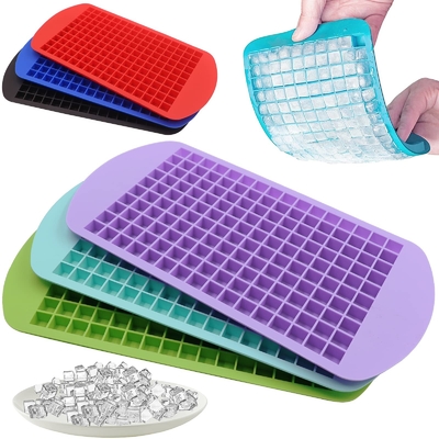Harga yang bagus Food Grade Ice Cube Tray Dengan Tutup Dan Bin Untuk Freezer BPA Bebas Silikon Ice Cube Tray Cetakan on line