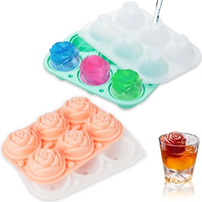 Harga yang bagus Silikon Rose Ice Cube Mold Untuk Koktail Whiskey XL Rose Flower Ice Cube Chocolate Soap Tray Mold Silikon Party Maker on line