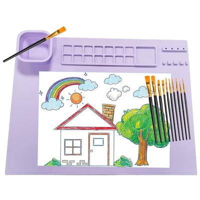 Palette Square Silicone Craft Mat dengan Cup, Silicone Painting Mat untuk Kerajinan / Cairan
