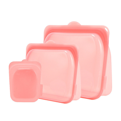 Harga yang bagus Stand Up Platinum Food Grade Silikon Kantong Penyimpanan Berguna Kembali Pencuci Piring Aman Silikon Lunch Box StorageContainer on line