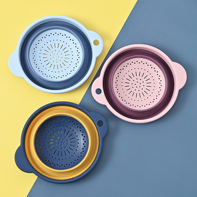 Set Colander Lipat 3 tahan panas Cuci dan Pengeringan Sayuran Buah Pasta Sempurna Untuk Pelatih Dapur