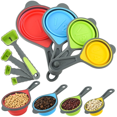 Harga yang bagus BAP Bebas Lipat Silicone Soft Measuring Cups Measuring Spoons Silicone Perkakas Dapur Alat Perjalanan Measuring Cup on line