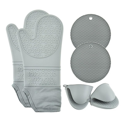 Harga yang bagus Silikon Oven Mitts Dan Pot Holders Set Rintangan Panas Untuk 450 ° F Ekstra Panjang 15 Inci Professional Silikon Baking Sarung Tangan on line