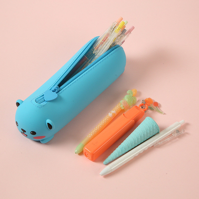 Kecil Hewan Silicone Pensil Kasus Organiser Storage Bag Waterproof Kosmetik Zipper Kantong