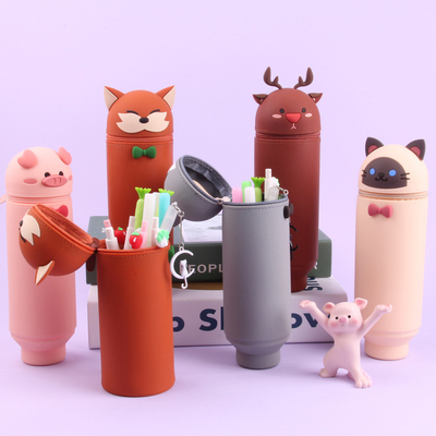 Harga yang bagus Serbaguna 2-in-1 Silicone Pencil Holder Kantong Mudah Untuk Membersihkan Perlengkapan Kantor Sekolah Anak-anak Alat tulis Untuk Hadiah Natal on line