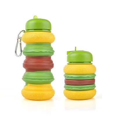 Harga yang bagus Botol air lipat donut untuk anak-anak 19oz BPA bebas anti bocor botol air pelangi silikon untuk siswa sekolah on line