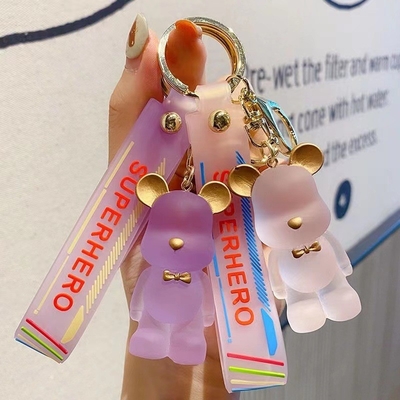 Harga yang bagus OEM Selamat Datang Cute Diamond Bear Keychain Kawaii Keychains Wristlet Strap Wrist Lanyard on line