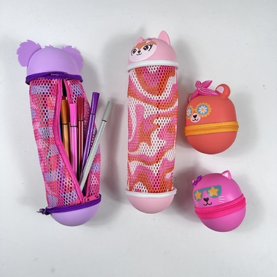 Karikatur Bulat Silikon Pensil Kotak Pensil Kasus Pensil Kantong Untuk Anak-anak Makeup Tas Penyimpanan Organisasi Sekolah Hadiah Ulang Tahun