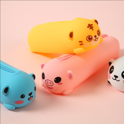 Harga yang bagus Babi Silikon Kartun Pensil Kotak Untuk Anak Laki-laki Dan Gadis Alat tulis Kasus Pensil Kantong Makeup Tas Perlengkapan Sekolah Untuk Anak-anak on line