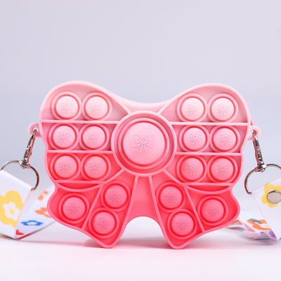 Harga yang bagus Dompet Pop Fidget Dompet Anak Perempuan Pita Hadiah Paskah Mainan Fidget Sensorik Dompet Anak Selempang Silikon Tas Makeup Kotak Pensil on line