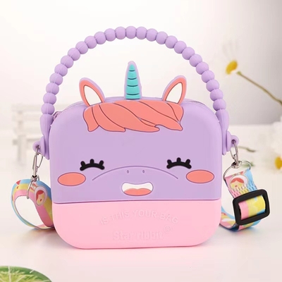 Harga yang bagus Unicorn Silicone Pencil Box Storage Organization Crossbody Bag Shoulder Handbag Hadiah Ulang Tahun Natal Untuk Anak Laki-laki Anak Perempuan on line
