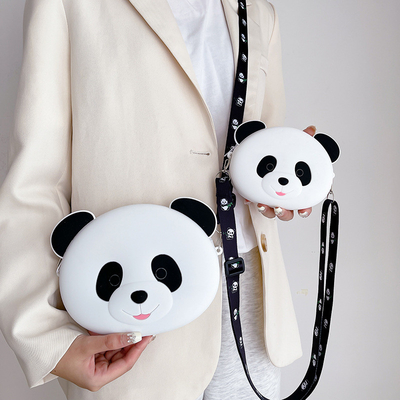 Harga yang bagus Panda tahan lama Kasus Pensil Silikon Untuk Anak-anak Crossbody Tas Tas Bahu Tas Tangan Dompet Koin Tas Makeup Tas penyimpanan on line