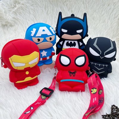 Harga yang bagus Superman Silicone Coin Bag Untuk Pensil Crossbody Shoulder Bag Untuk Anak Laki-laki Pop Purse Bag Natal Hadiah Ulang Tahun Koin Dompet on line
