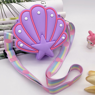 Harga yang bagus Shell Food Grade Silicone Pencil Box Crossbody Purse Bag HandBag Makeup Bag Storage Container Hadiah Ulang Tahun Natal on line