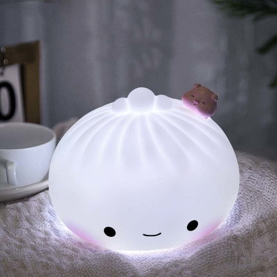 Cute Baby Night Light 7 Warna Soft Silicone Nursery Light Untuk Anak-anak Dekorasi Kamar Dengan Portable Rechargeable Cute Night Lamp