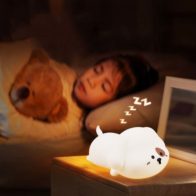 Cahaya Malam Untuk Anak-anak Silikon Cute Puppy Cahaya Malam Dengan 2 Tingkat Kecerahan 7 Warna Lampu sentuh Kawaii Untuk Kamar Tidur