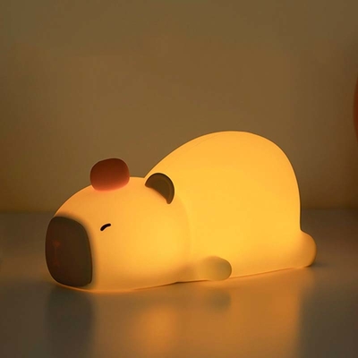 Capybara Lampu Malam Untuk Anak-anak Lampu Malam Silikon Hewan USB Kontrol Sentuh Isi Ulang Dengan Lampu Samping Tempat Tidur Dimmable Timer