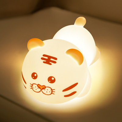 Harga yang bagus Cute Tiger Silicone Night Light LED Novelty Lamp 3 Level Dimmable Nursery Nightlight USB Rechargeable Timing Lampu Tidur on line