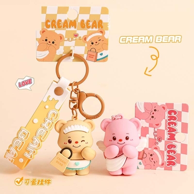 Harga yang bagus Karikatur Animal Pendant Key Ring Silicone Keychain dalam Berbagai Warna untuk Wanita dan Anak-anak on line