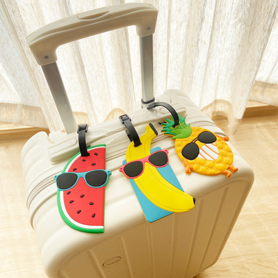 Harga yang bagus Tali Bagasi Buah Tag koper Set Perjalanan Bagasi yang disesuaikan Sabuk Bagasi Silikon Tag Bagasi Dengan Kartu Nama on line