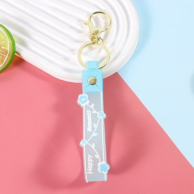 Keychain Mobil Silicone Round Key Ring Gelang Dengan Metal Key Holder Wristlet Keychain Untuk Wanita Dan Gadis
