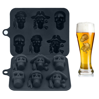Harga yang bagus Silikon Ice Cube Tray 3D Skull Ice Mold-2Pack Easy Release Untuk Whisky Cocktail Dan Minuman Jus on line