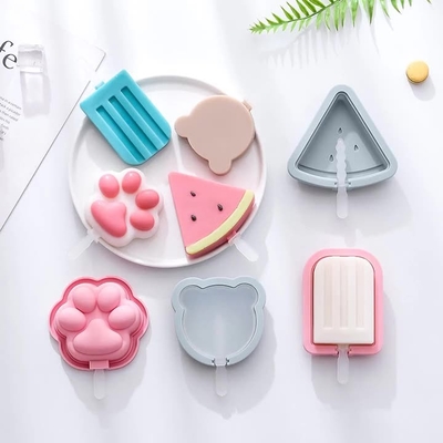 Kids Cartoon Popsicle Molds - 4 Paket, 10-Cavity Food-Grade Silicone Ice Pop Cream Molds, Dengan Stick yang Dapat Digunakan Lagi, Desain Flat Non-Stick, Mudah dilepaskan, Bisa Ditumpuk Untuk Menghemat Ruang