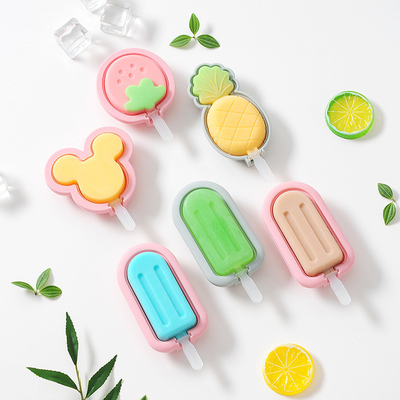 Cetakan Popsicle Silikon, Cetakan Ice Pop Cute Cetakan Popsicle Kue yang Dapat Digunakan Lagi Setel Popsicle Pop Set Dengan Tutup Popsicle Stick, Mudah Pelepasan BPA Bebas Cartoon Ice Cream Mold Untuk Anak-anak